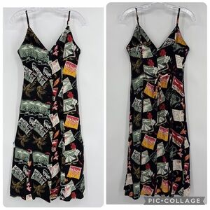 Reformation V-Neck Postcards Midi Dress Black Size 2